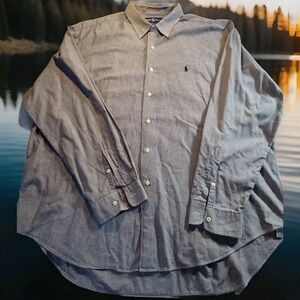 Ralph Lauren Marlowe Black Pony XXL‎ Gray Micro Houndstooth Button Up Shirt 1153